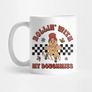 Rollin with My Doughmies Skateboarding Funny  Christmas Skater Gingerbread Mug